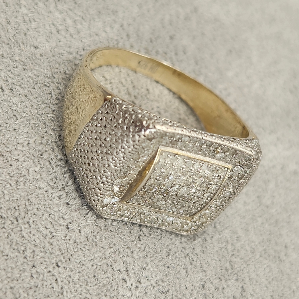 Diamond Cluster Ring Men’s 10.75 925 Sterling Silver Statement Bold Maximalism